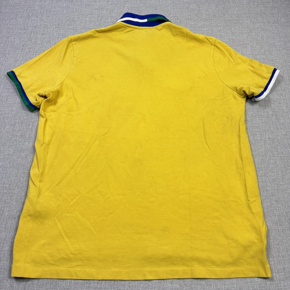 Polo Ralph Lauren Brasil Polo Shirt Mens Large Yellow 100% Cotton Graphic Logo - Picture 10 of 13